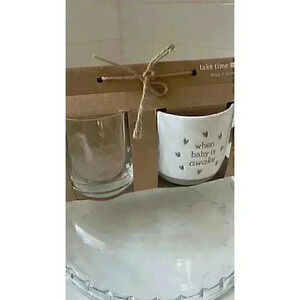 DEMDACO When Baby Sleeps Tan Rose 16 Ounce Coffee Cup Mug and Wineglass Set of 2